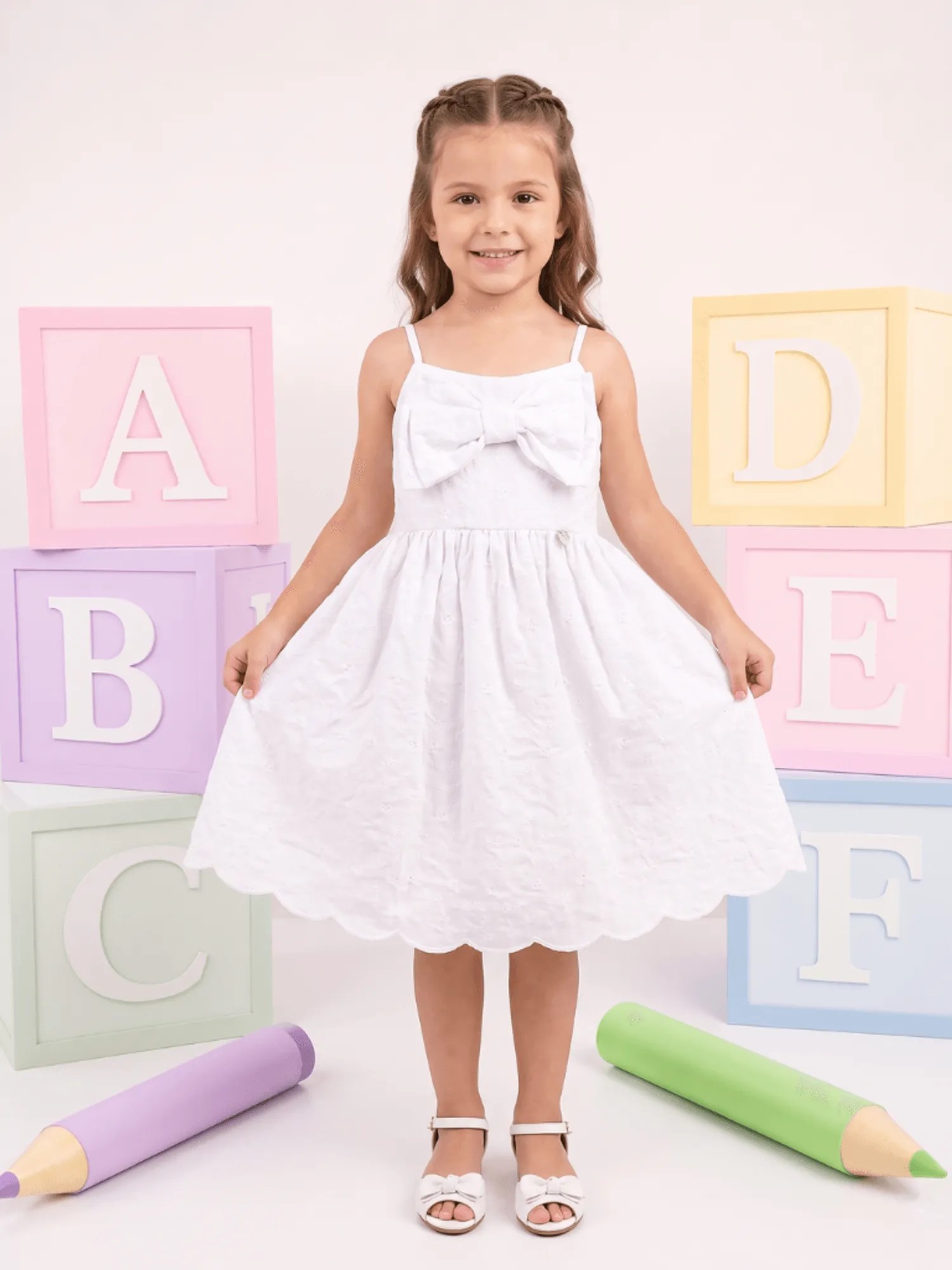 VESTIDO HELO BORDADO BRANCO + LAÇO N4
